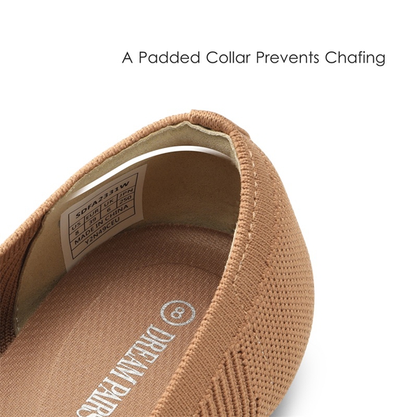Comfortable Round Toe Knit Ballet Flats - TAN - 4